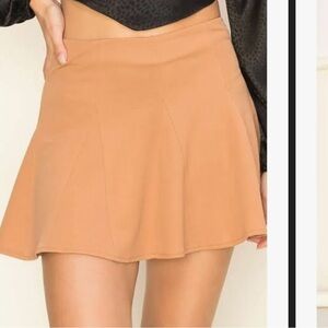 Tan High Waisted A-line Skort